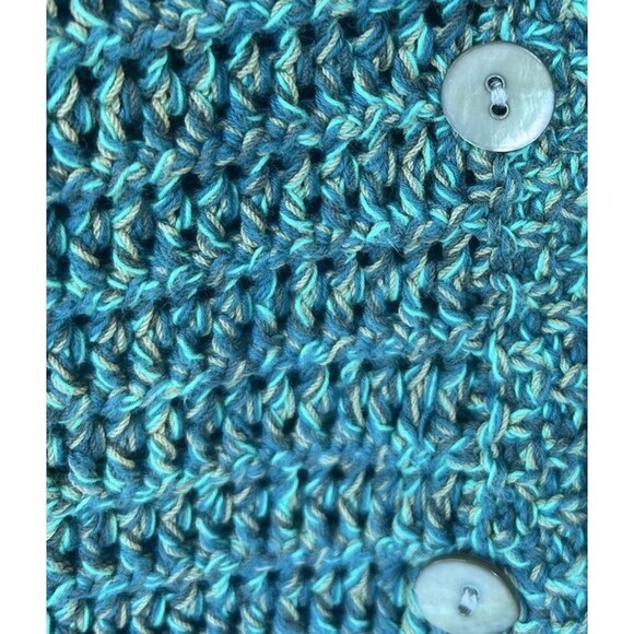 Vince Marled Crochet Cardigan Medium Neck Long Sleeve Knit Green Open Front - Picture 3 of 7